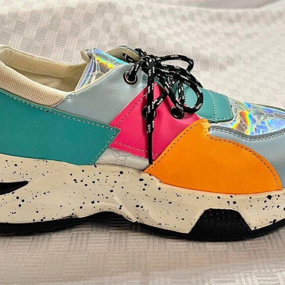 Size 8 M Women's Blue/Orange/Green/Pink Unbranded Gym Shoes - Picture 6 of 10
